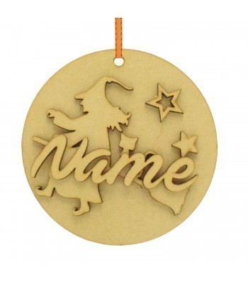 Laser Cut Personalised Halloween 3D Hanging Bauble - Witch on Broom Design